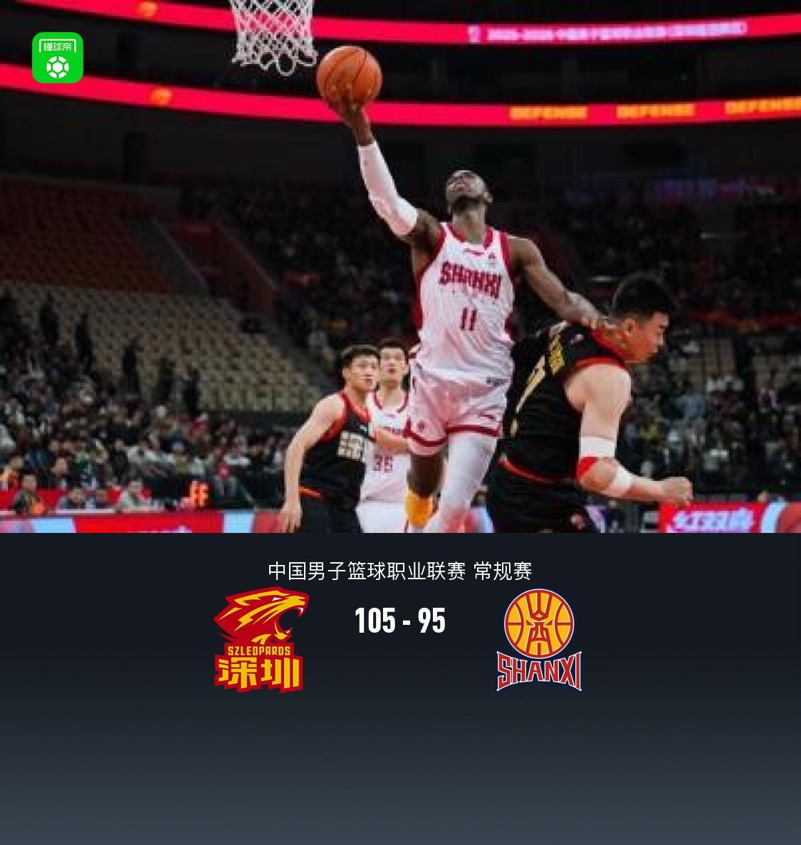 深圳105-95山西取CBA3连胜，贺希宁23分，迪亚洛空砍31分